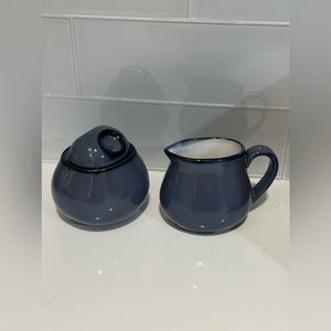 Sango Nova Eggplant Creamer and Sugar Bowl with Lid Stoneware kichen item